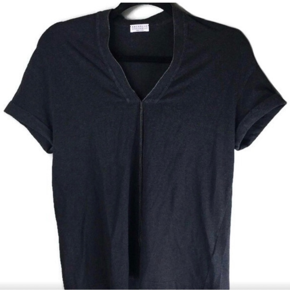 Brunello Cucinelli Gray Sparkling Cotton Top